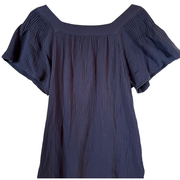 Madewell Dress S Lightspun Butterfly Square‎ Neck Mini Navy Blue Coastal Beach - Picture 4 of 11